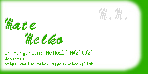 mate melko business card